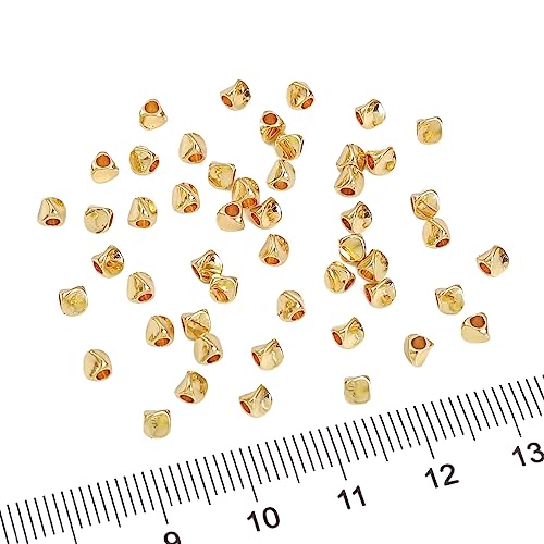 BEADIA 14K Gold Plated Twisted Spacer Beads 3x3mm 50pcs for Jewelry Making Findings Non Tarnish - color: 14K Gold, size: 3x3mm Twisted