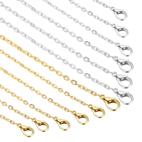 HARFINGTON 20 Pack 18 Inch Necklace Chains Bulk 2mm Gold and Silver Plated Cable Chains with Lobster Clasps for Jewelry Making - color: Gold and Silver, size: 18 Inch x 2mm