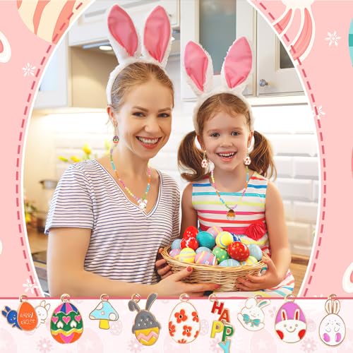 SANNIX 350pc Easter Charms for Jewelry Making - Bulk Easter Egg Bunny Rabbit Pendant Charms for Bracelet, Necklace, Earring Crafts - color: Easter Color