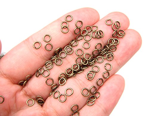 ALL in ONE 15 Gram/300pcs 4mm Antique Bronze Plated Open Jump Ring with 5 Gram Storage Box - color: Antique Bronze, size: 4mm