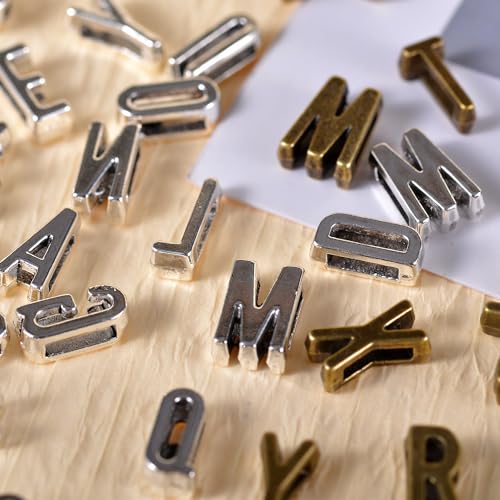 stino Metal Charms for Jewelry Making 100gram, Bulk Tibetan Silver & Gold Plated Trinkets for Earring Necklace Jewelry Making and Findings - color: Alphabet Silver & Gold Bronz