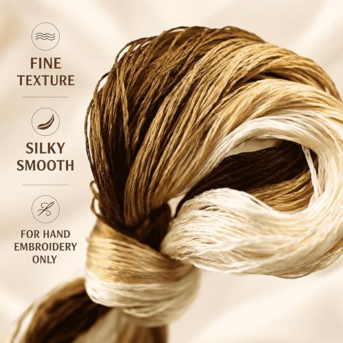 Natural 100% Silk Thread, Handmade Embroidery Thread Silk Floss 9 Colors 110m Each (62) - color: 62
