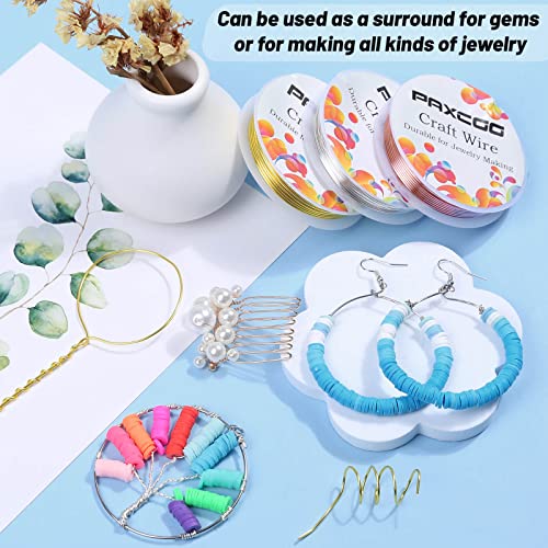 Paxcoo 3 Pack Jewelry Wire Craft Wire 18 Gauge Tarnish Resistant Beading Wire for Jewelry Making Supplies and Crafting (Silver, Gold and Copper)