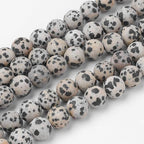 31Pcs Frosted Natural Dalmatian Jasper Beads 12mm Gemstone Beads Round Stone Loose Bead for DIY Bracelets Necklace Earrings Jewelry Making - color: Natural Dalmatian Jasper, size: 12mm