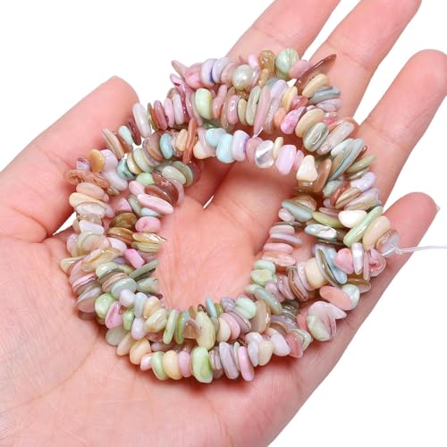 Chip Shell, 260pcs 5-8mm Irregular Shell Beads with Holes, Pastel Shell & Opal Like Chip Beads for Jewelry Making - color: Pastel