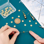 PH PandaHall 18K Gold Plated Spacer Beads, 50pcs Flat Round Loose Beads Brass Wavy Disc Beads for DIY Bracelets Necklaces Earrings Jewelry Making Craft Making, 8mm in Diameter - color: 18k Gold