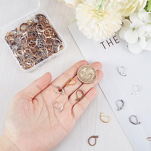 SUNNYCLUE 1 Box 180Pcs Leverback Earring Hooks Bulk French Earring Hook Lever Back Ear Wires with Open Loop Hypoallergenic Brass Leverbacks Hoop Earwires DIY Earrings Findings for Jewelry Making Kit - color: 1 Box 180pcs Brass Leverback Earring Hooks Mixe