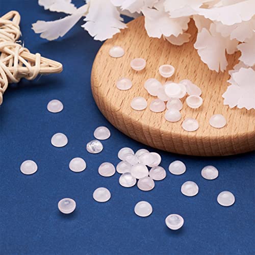 Crafans 50Pcs 6mm Half Round Gemstone Cabochons Natural Rose Quartz Flat Back Stone Cabochons Domes No Hole Healing Power Stone Chakra Crystal Beads for Jewelry Making - color: Rose Quartz, size: 6mm