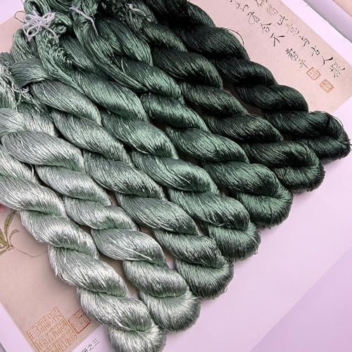 100% Nature Mulberry Handmade Embroidery Silk Thread Woven Jewelry Accessory Artificial Flowers Cross Stitch Floss DIY Sewing Kits 7 Gradient Colors 22m Each (47) - color: 47