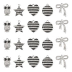 Craftdady Crystal Rhinestone Pendants Butterfly Heart Rhombus Bowknot Earring Charms Alloy Enamel Metal Pendants Light Gold Bracelet Charms for DIY Craft Necklace Jewelry Making - color: Platinum 5 Styles