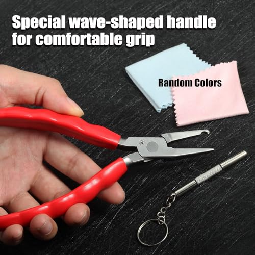 6 Inches Nose Pad Plier Adjusting Eyeglass Arms Frame Eyeglasses Repairing Plier Stainless Steel Optical Hand Tool Frames Clamp Repair Tool with Screwdriver and Glasses Cloth - style: Nose Pad Plier
