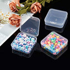 SATINIOR 12 Pack Clear Plastic Beads Storage Containers Box with Hinged Lid for Beads and More (2.52 x 2.52 x 0.79 Inch) - size: 2.52 x 2.52 x 0.79 Inch