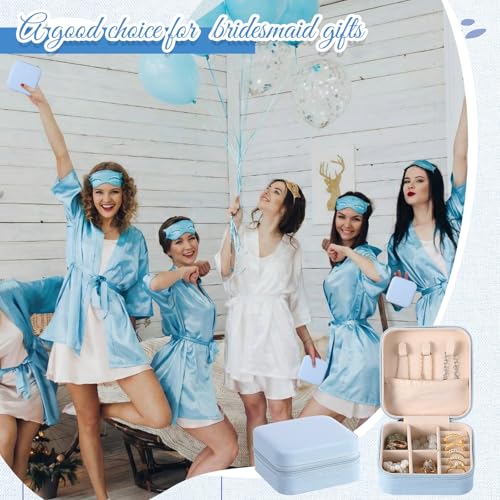 Taiyin Travel Jewelry Case, Bridesmaid Gifts Mini Jewelry Organizer, PU Leather Portable Earring Box for Women Girls - color: Blue