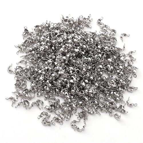 304 Stainless Steel End Caps 2.5x5mm 600pcs Knot Covers for Jewelry DIY Making and Repairing - color: End Caps, size: 2.5x5mm