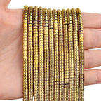 300pcs Natural Golden Hematite Heishi Spacer Beads 2x4mm Genuine Real Disc Stone Beading DIY Charm Smooth Loose Gemstone Beads for Jewelry Making Bracelets Necklaces Earrings Crafts - color: Golden Hematite