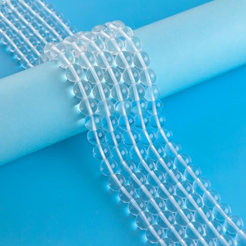 150pcs 6mm Clear Quartz Beads Natural Gemstone Beads Round Loose Beads for Jewelry Making - color: Clear Quartz, size: 6mm