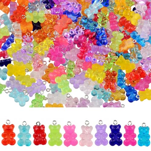 Keychain Charms Bulk 30pcs mixed Cute 3D Charms for Keychain Making for Bracelet Earring Jewelry Making DIY Crafts Includes Animal Food Fruit Flower Designs - color: Bear Mix
