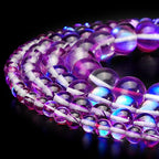 RUBYCA Round Moonstone Crystal Glass Beads Aura Iridescent for Jewelry Making (1 Strand, 10mm, Purple) - color: Dark Purple, size: 10mm