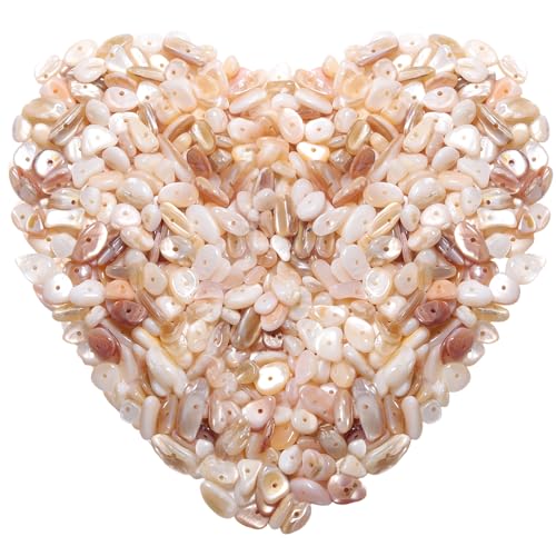 400pcs Natural Chip Shell Beads for Jewelry Making Brown Shell 5-8mm Irregular Gemstones Healing Crystal Loose Rocks Bead Hole Drilled for Ring Earrings Necklace Bracelet Making DIY Art Crafts - color: Brown Mother of Pearl Shell(2 Strands-62")