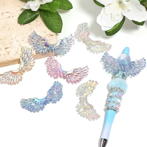20Pcs Acrylic Wings Focal Beads for Pens Colorful Wings Fancy Space Beads for DIY Craft Beadable Pens Keychain Bracelet Necklace Earrings Jewelry Making - color: Wings