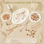 NewOasis 513Pcs Gold Keychain Making Kit & Bag Charm Kit, DIY Lip Gloss Charms & Jewelry Making Supplies with Enamel Charms, Beads, Pliers - Coquette Aesthetic & Preppy Gifts