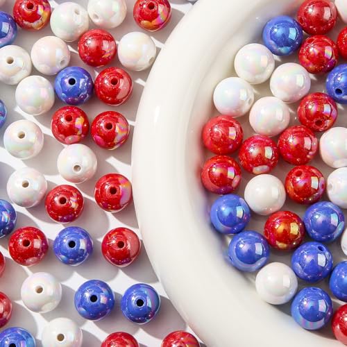 16mm Acrylic Beads 100pcs Chunk Bubblegum Bead Beads for Pens for Necklace Jewelry Bracelets DIY Crafts Making (bluered) - color: bluered
