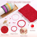 500Pcs White Glass Beads for Necklaces, 6mm Round Clear Glass Crystal Beads for Bracelet Jewelry Making Kits Earring Bracelets and DIY Crafts(White) - color: White