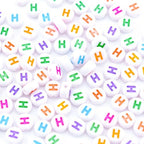 300Pcs Round Letter Pony Beads H 4X7mm Individual Alphabet Beads for Friendship Bracelets Making - color: Round - H