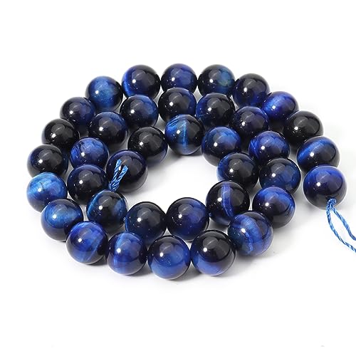 45pcs 8mm Natural Blue Tiger Eye Gemstone Beads Energy Healing Crystal Round Loose Stone Beads for Jewelry Making, DIY Bracelets Necklaces - color: Blue Tiger Eye, size: 8mm