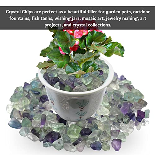 Multi Fluorite Pre Drilled Natural Crystals Crushed Chips Beads for Jewelry Making, DIY Handmade Healing Crystals (25 Inch Strand) - color: Multi Fluorite