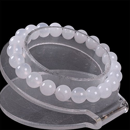 Justinstones 8mm Round Beads Stretch Bracelet 7 Inch Unisex - color: White Quartz