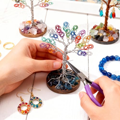 8 PCS 4.5 Inch Round Nose Jewelry Pliers, Purple Jewelry Making Grip with Double Leaf Spring, Perfect for Creating Bracelets, Earrings and Necklaces