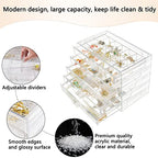 Weiai Clear Acrylic Jewelry Organizer, 90 Grids Adjustable Dividers Earrings Rings Storage Box - size: 5 Drawers