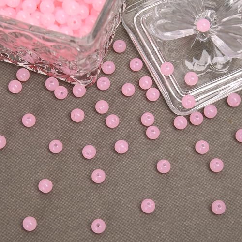 BONNY BOXX 1000PCs 6MM Jelly Light Pink Acrylic Round Beads, Smooth Transparent Acrylic Balls, Plastic Resin Gumball Bubblegum Chunky Beads for Necklace & Bracelet Making, Crafting Supplies - color: Jelly Light Pink, size: 6MM