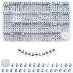 Amaney 810pcs Square Letter Beads 6x6mm Acrylic Alphabet Letter Beads White with Black Letters for Jewelry Making Bracelets Necklaces Key Chains - color: White&Heart, size: 6x6mm