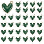 MECCANIXITY Enamel Alloy Heart Charm, Valentine Heart Pendants Love Jewelry Making Charm for DIY Necklace Bracelet Earrings Keychain - color: Dark Green