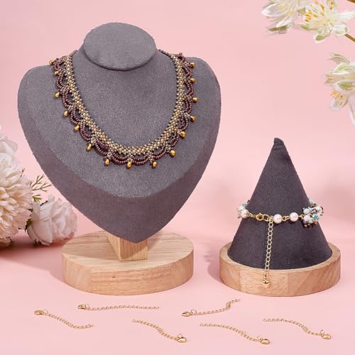 Beebeecraft 1 Box 20Pcs Extension Chain 18K Gold Plated Brass 55.5mm Curb Chain Extenders End Chains with Heart for Necklace Bracelet Jewelry Making - color: Gold-heart