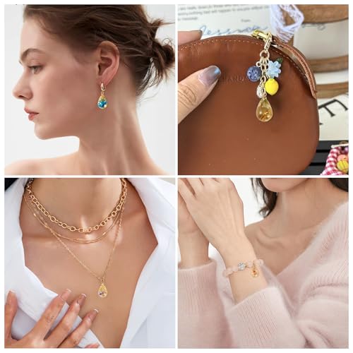 10Pcs Resin Dried Flower Teardrop Charms Transparent Natural Dried Flower Water Drop Pendants Floral Dangle Charms for DIY Earring Necklace Bracelet Jewelry Making