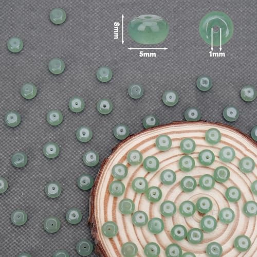 BONNY BOXX 1 Strand Natural 5 * 8mm Green Aventurine Rondelle Beads, Natural Abacus Disk Stone Beads Loose Spacer Gemstone for DIY Bracelet Necklace Jewelry Making - color: Green Aventurine, size: 5*8MM