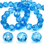 Dowarm 200 Pieces 4mm Round Crystal Glass Beads for Jewelry Making Crafts Wine Charms Wind Chimes Suncatchers, Faceted Rondelle Loose Spacer Beads, Lake Blue - color: 21-Lake Blue | Aquamarine, size: 4MM