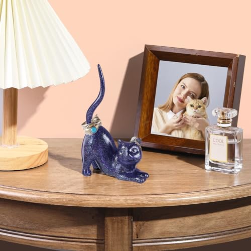 PUDDING CABIN Cat Lover Gifts for Women - Purple Cat Ring Holder Ring Stand Organizer - Purple Preppy Room Decor Aesthetic -Mothers Day Birthday Gifts for Women Mom Girls - style: Purple Cat