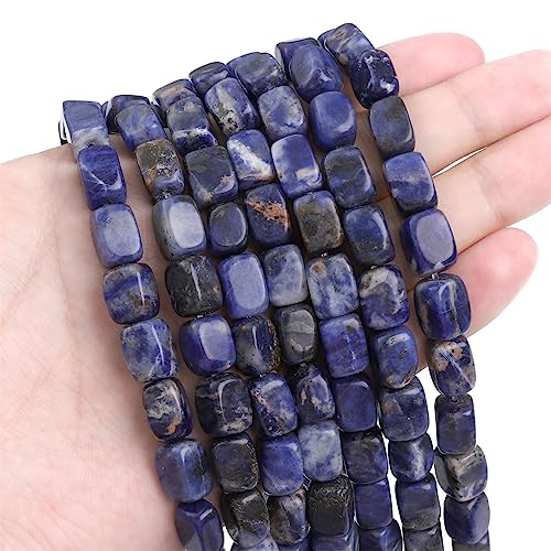 BEADIA Natural Blue Sodalite Cuboid Stone Loose Semi Gemstone Beads for Jewelry Making 8mmx12mm 38cm/Strand - color: Blue Sodalite, size: 8mm X 12mm