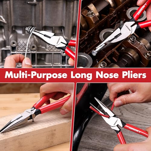 ARROW 8" High Leverage Needle Nose Pliers with Side Cutters, Long Nose Pliers for Gripping, Wire Bending, Cutting (Pack of 2) - size: 8 INCH (Pack of 2)