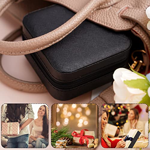 Neveika Portable Travel Mini Jewelry Box Leather Jewellery Ring Organizer Case Storage Gift Box Girls Women (black). - color: black