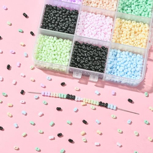 Glass Seed Beads Bulk Peanut Shape Colorful Seed Beads Small Pony Beads for Jewelry Making DIY Craft Projects Bracelets Necklace Earing 10g/Color