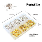 600 Pieces Crimp Bead Covers 4mm Open Half Round Crimp Bead Knot Cover Small Beads for Jewelry Craft Making - color: Gold & Silver