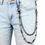Layered Punk Pants Chain for Men Women, Gothic Hip Hop Jean Chain Wallet Chain Biker Trouser Chain, Goth Emo Fashion Keychain Accessories - color: 2L-Black Barbed