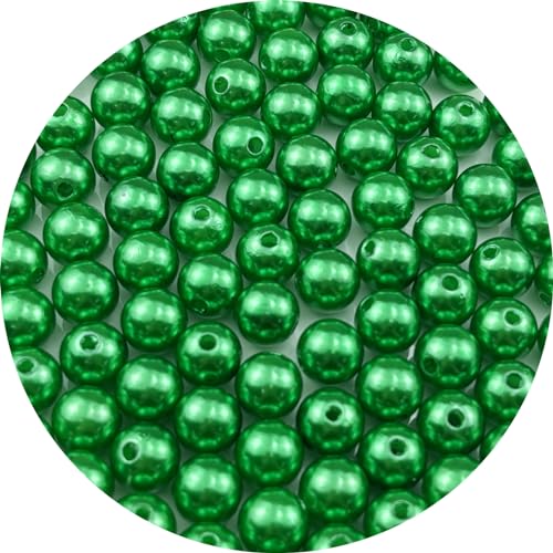 100pcs Pearl Beads for Crafts 12mm Resin Pearl for Jewelry Making Round Bulk Pearls Beads with Hole for Sewing Crafts Decoration Necklaces Bracelets Earrings Making(Dark Green) - color: Dark Green, size: 12mm