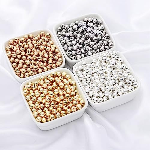500Pcs 5mm Metal Spacer Beads Metallic Plated Beads Round Beads Smooth Round Loose Beads Crimp Stopper Beads, Bracelet Making Clamp End Stopper Spacer Beads for Jewelry Making（Gold） - color: Gold, size: 5mm