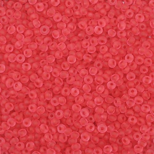 4mm Frosted Glass Seed Beads for Jewelry Making, 1000pcs Tiny Glass Bead Matte Pony Loose Spacer Beads for Beading, Friendship Bracelet, Pendants, Necklaces, DIY Crafting, Red - color: Red